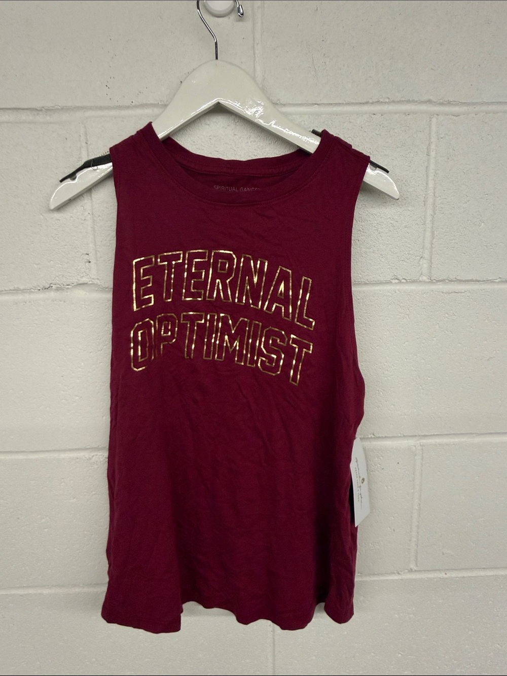 New Sz S Spiritual Gangster Women's 'Eternal Optimist' Muscle Tank - Burgundy